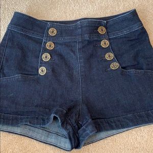 High rise denim shorts